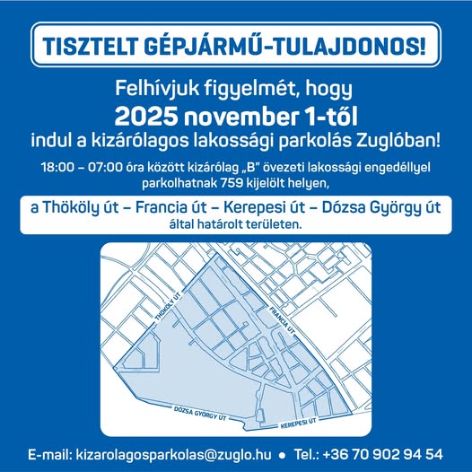 Indul a kizárólagos lakossági parkolás Zuglóban